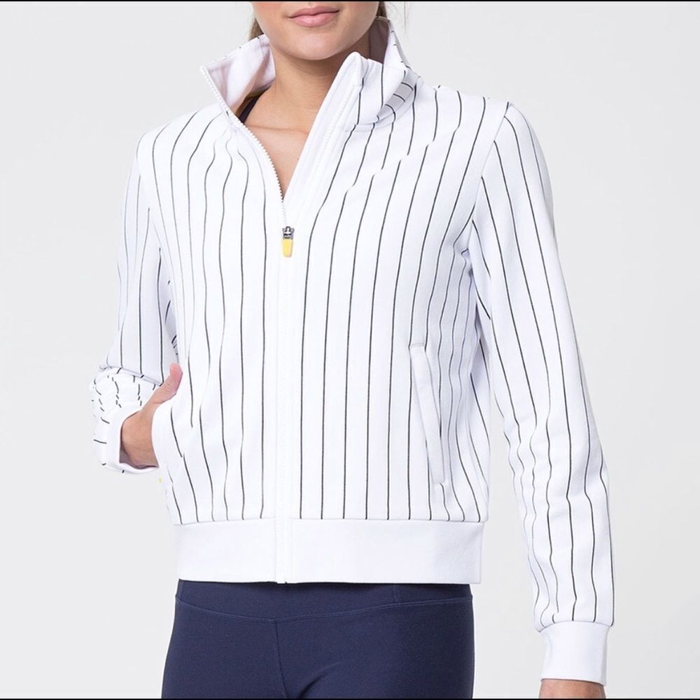 MPG Sport Game Plan White Pinstripe Jacket Medium NWT